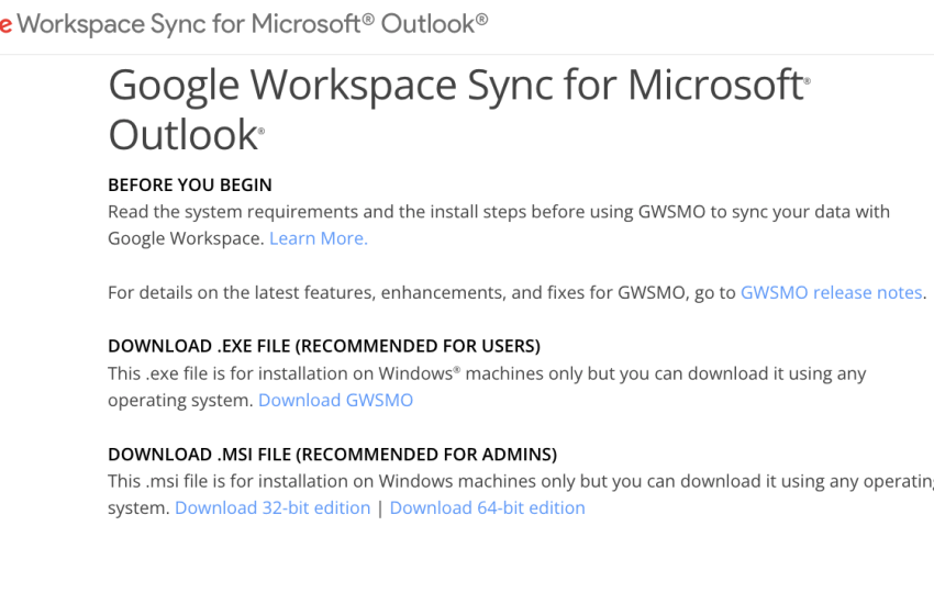 google workspace sync for outlook